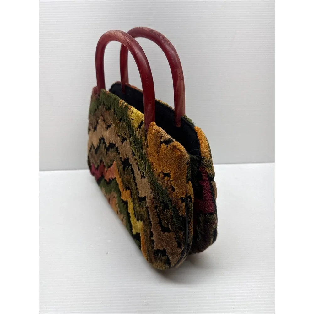 Vintage 1960s Kadin Multicolor Tapestry Carpet Bag Purse Made in USA